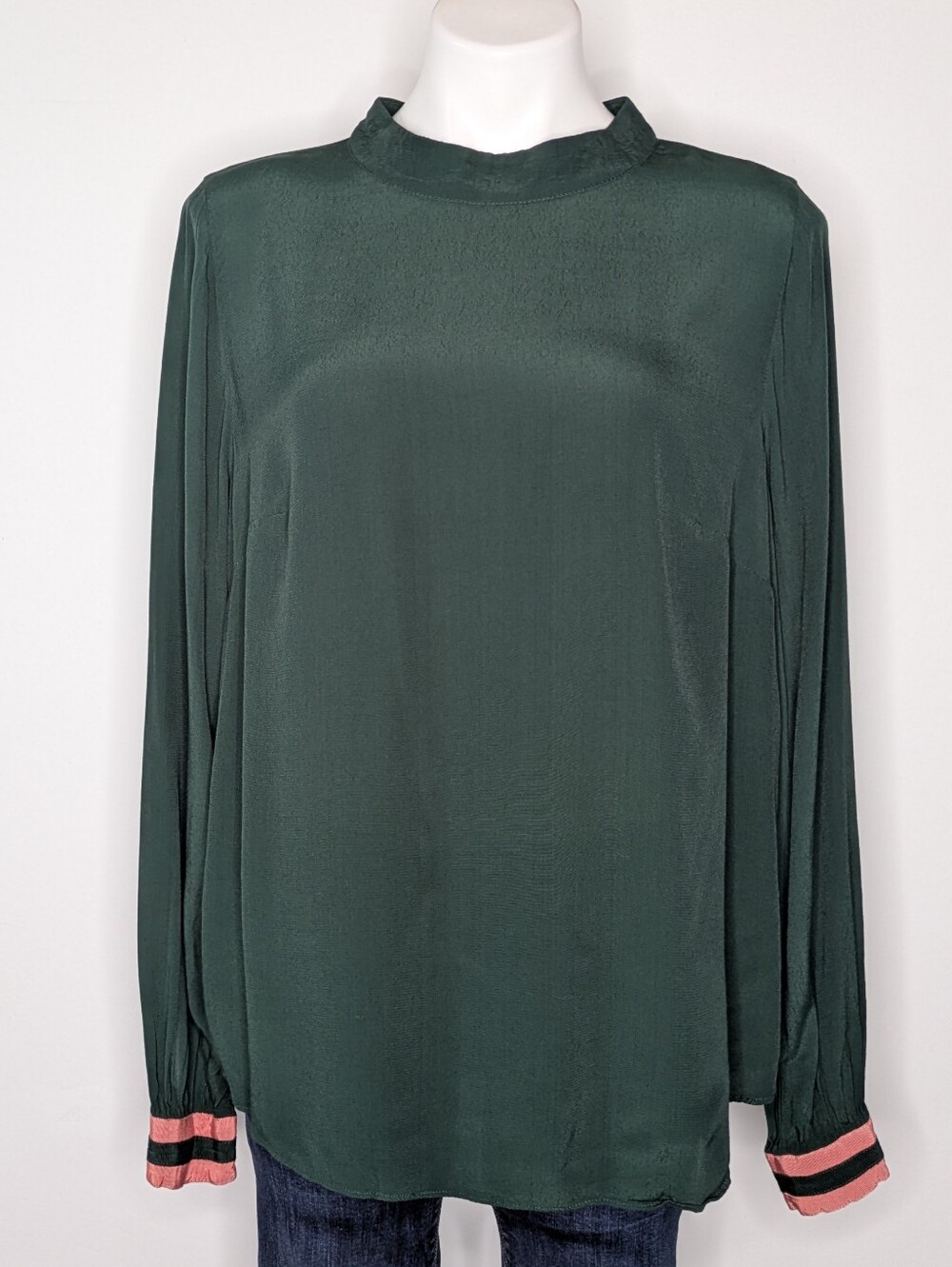 Boden Green Pink Long Sleeve Lightweight Blouse 12